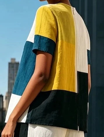 Women's Casual Fashion Graffiti Color Block Two-Piece Set