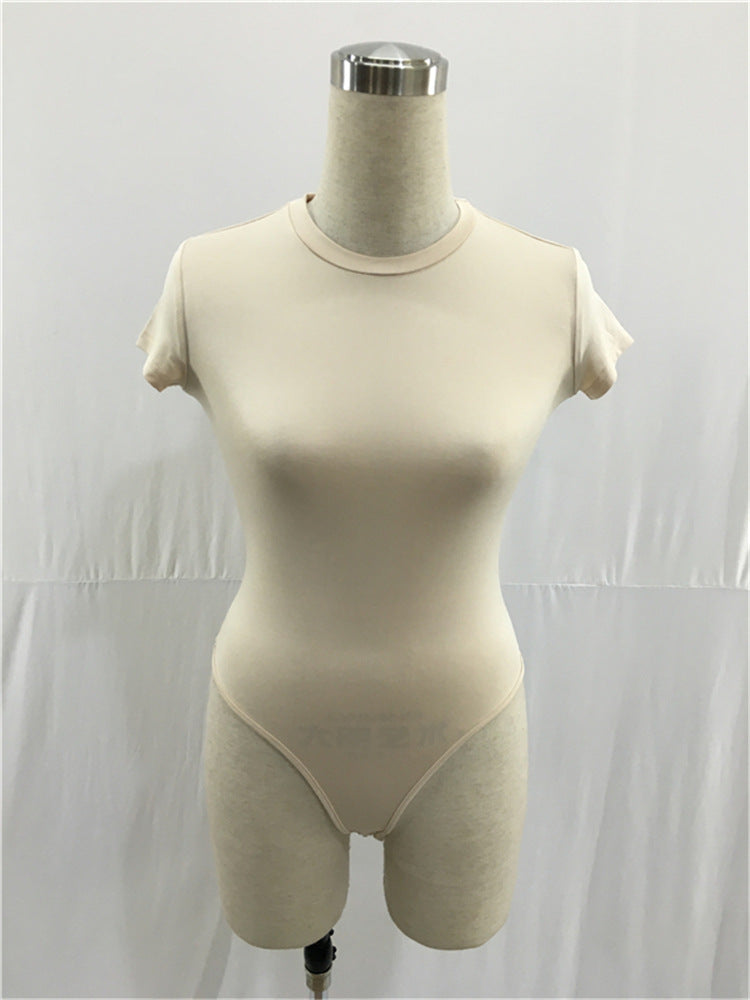 Women's Short Sleeve Bodysuit - Fitted Stretchy One-Piece Top, Snap Closure, Casual or Dressy Look
