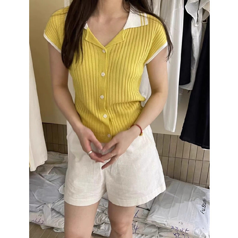 2025 Summer Women's Short-Sleeved Knitted Cardigan - Lightweight Slimming Fit