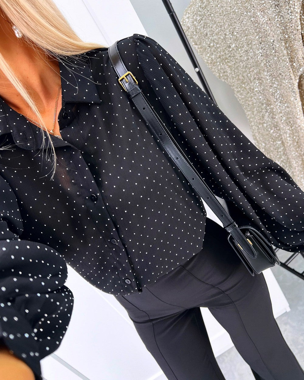 Women's Autumn Loose-Fit Polka Dot Long Sleeve Shirt Top