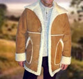 Men’s Short Velvet Fur PU Leather Coat