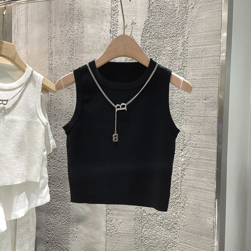 Summer Slim Fit Striped Crop Vest - High Waist Sleeveless Top for Women