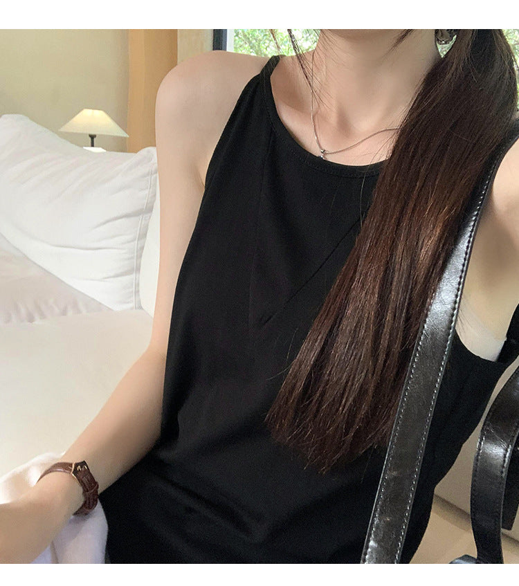 Women's V-Neck Halter Neck Two-Way Wear Sleeveless Loose White Camisole