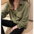 Autumn White Slim Fit Shirt - Light Mature Style Niche Design for Women