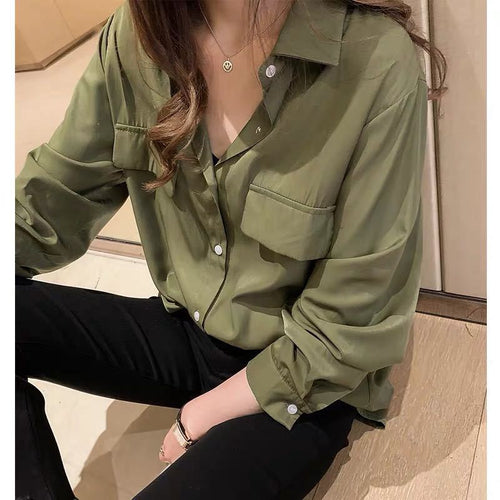 Autumn White Slim Fit Shirt - Light Mature Style Niche Design for Women