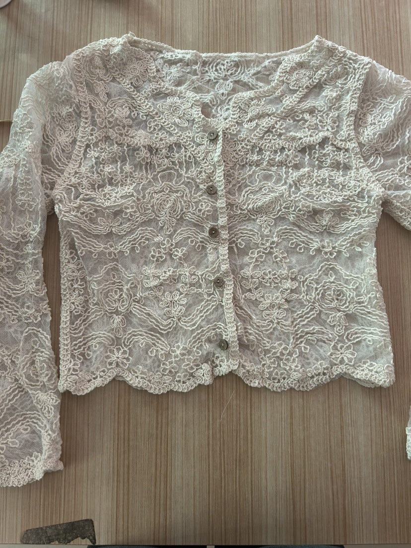 Summer Mesh Lace Hollow Blouse Shawl - Lightweight & Stylish Cover-Up