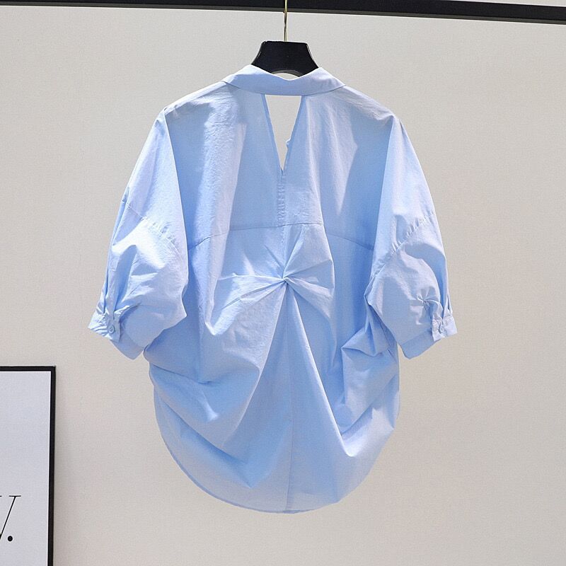 Women's Summer Pleated Loose-Fit Shirt - Niche Design, Age-Reducing Charm