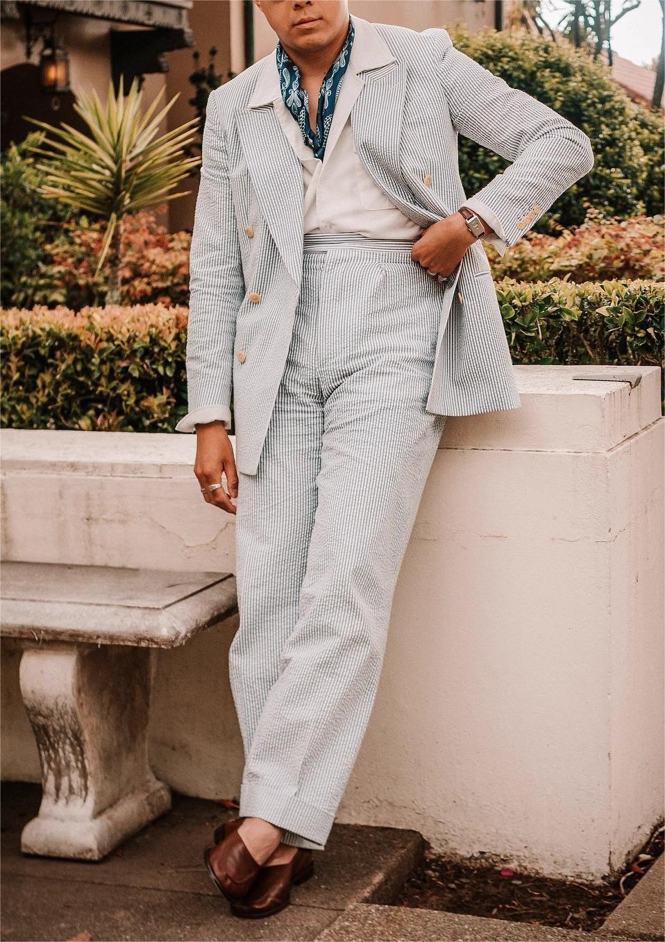 Men’s Striped Two-Piece Suit Set
