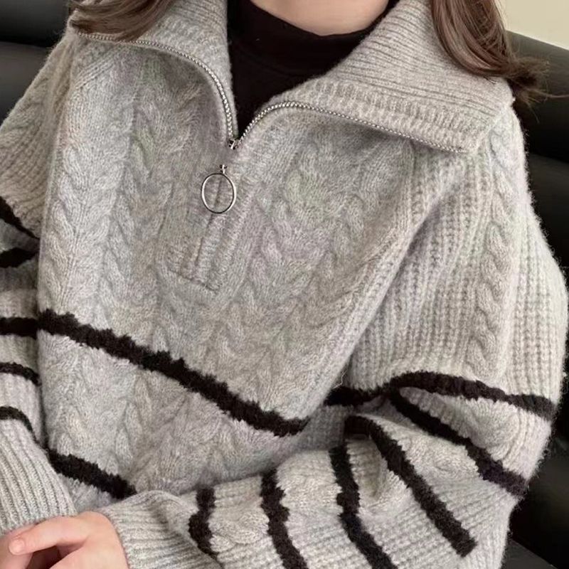 Kids Warm Knit Zipper Sweater