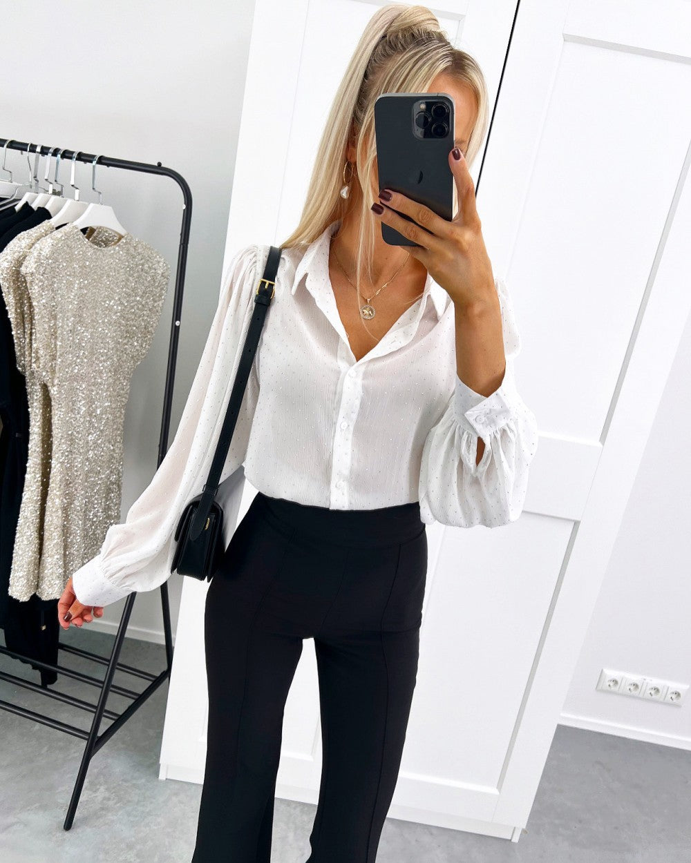 Women's Autumn Loose-Fit Polka Dot Long Sleeve Shirt Top