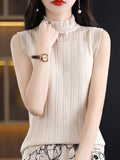 Elegant Ruffled Lace Sleeveless Camisole Top - Women's Hollow Out Bottoming Shirt