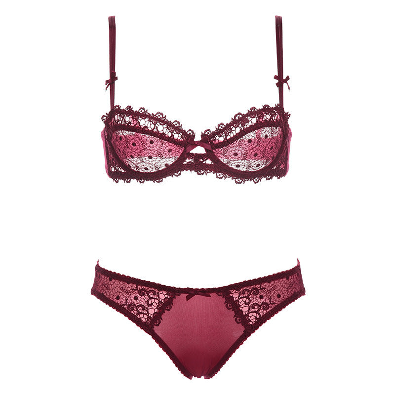 Women bra ultra-thin lace bow bra set
