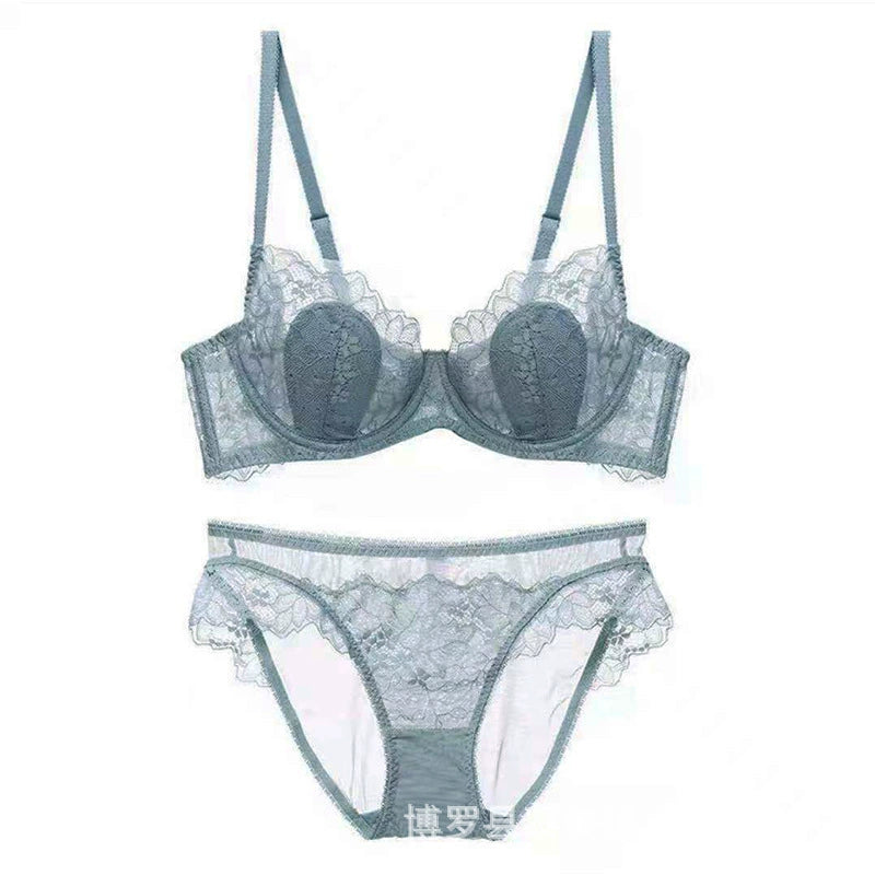 Women Lace Embroidered Bra Thin Cup Summer Big Breast Underwear Women's Push Up Lace Underwear