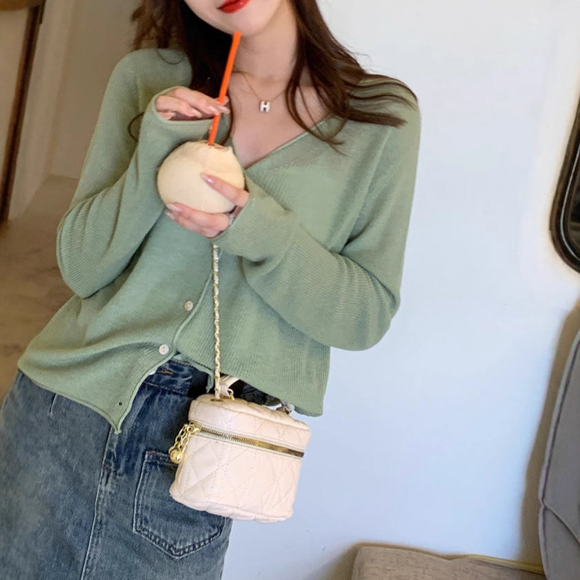 Women's Ice Silk Sunscreen Cardigan - Lightweight Summer Knit Jacket for Sun Protection