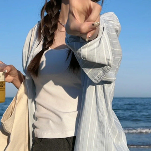 Women's Thin Loose Sun Protection Shirt - Lightweight Summer Design Top