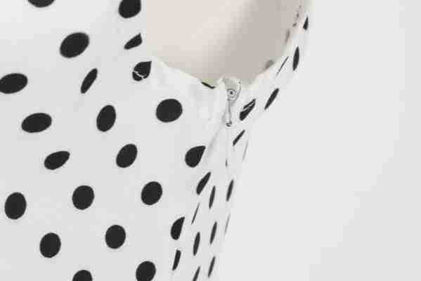 Women Wave Point Black Polka Dots Dress