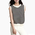 Women's Summer Striped Knitted Tank Top - Sleeveless Fashionable Bottoming Shirt Vest