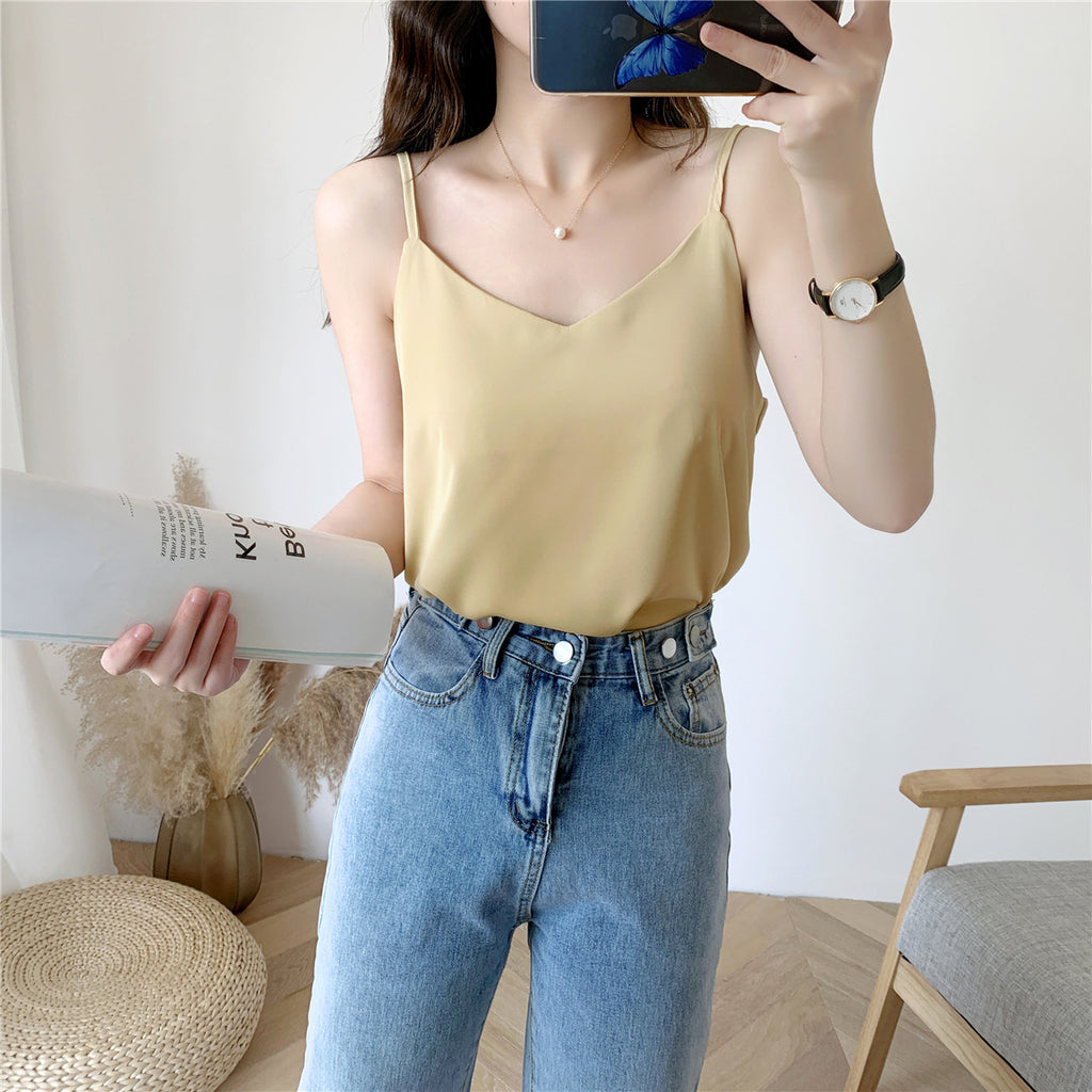 Women's Summer Camisole Vest - Loose Fit Sleeveless Top, Casual Chic Short Tank