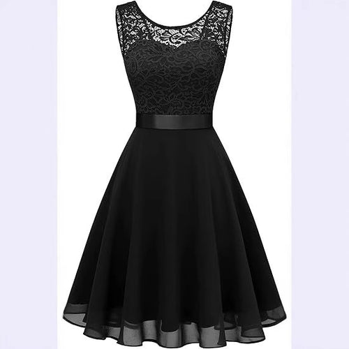 2025 New Women's Lace V-Neck A-Line Dress – Short, Slimming, Elegant Daily Wear
