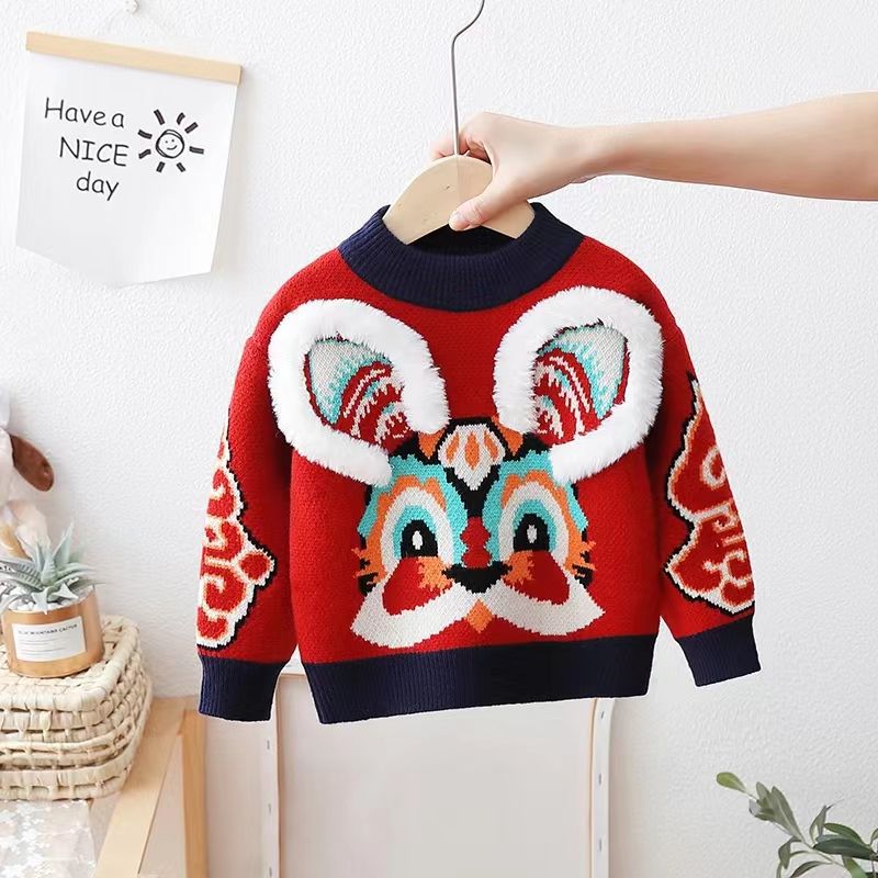 Children's Thick Knit Sweater for Autumn and Winter