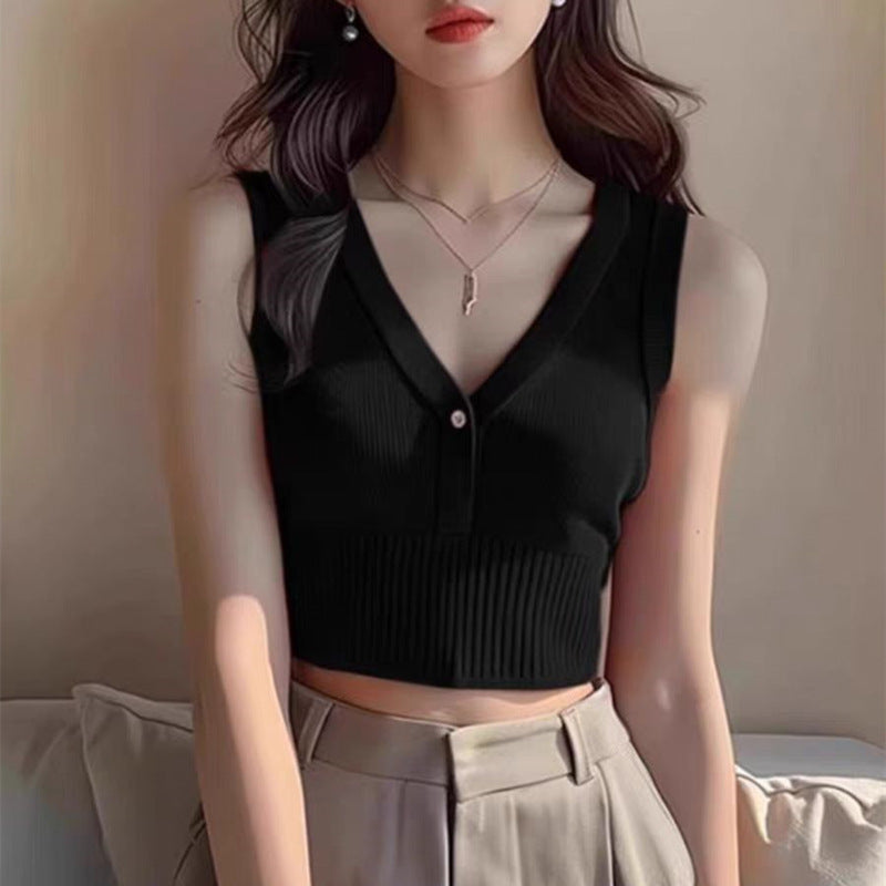 Women Summer Must-Have: Girls' Knitted Crop Vest - Lightweight, Trendy, and Perfect for Layering