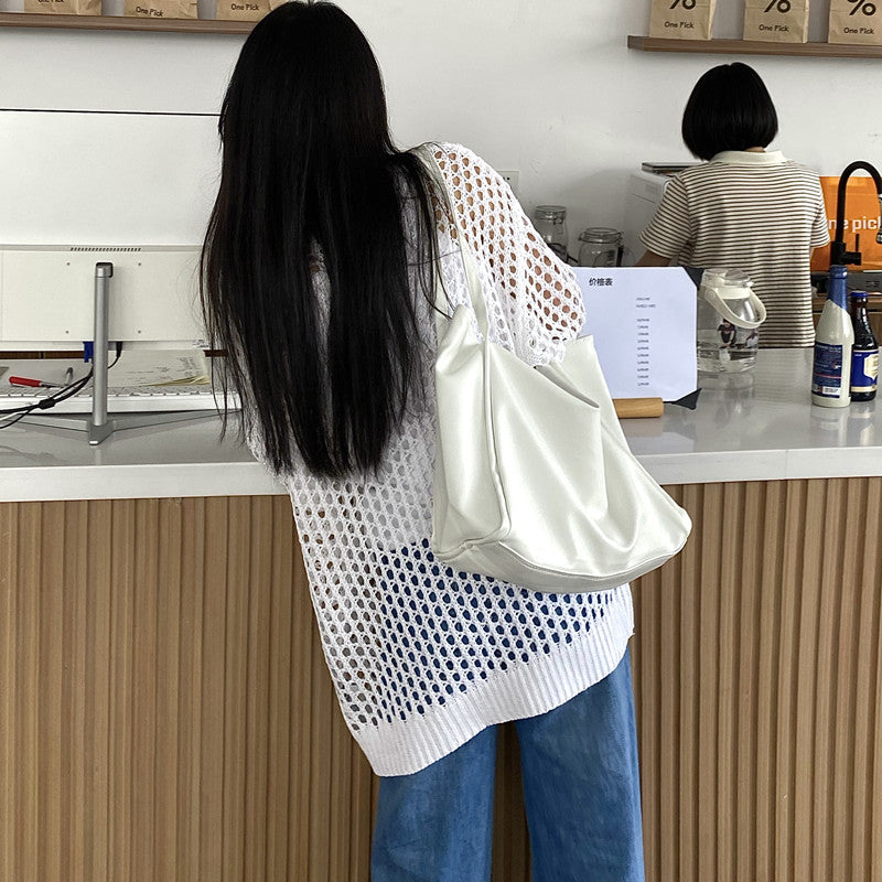 Women's Knitted Hollow Sun Protection Blouse - Lightweight, Loose-Fit, Chic Long-Sleeved Drape Top