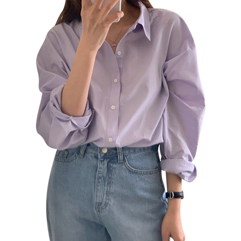 Purple French-Inspired Shirt - Elegant Spring & Autumn Essential