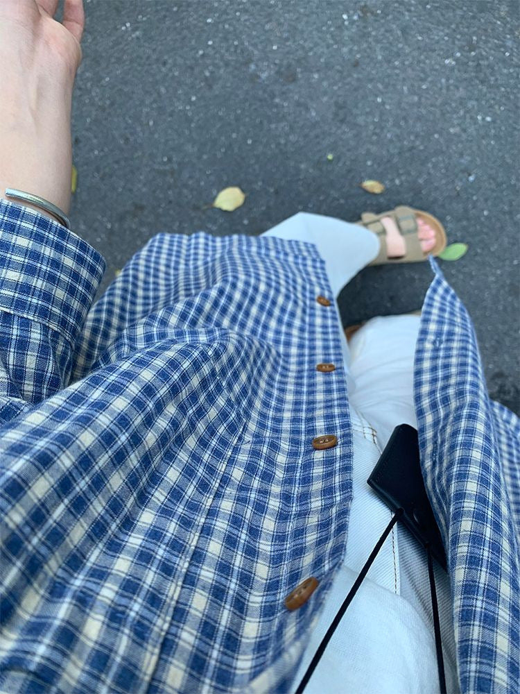 Women's New All-Match Loose Lazy Style Tops with Plaid Shirt - Effortless Street-Chic Comfort