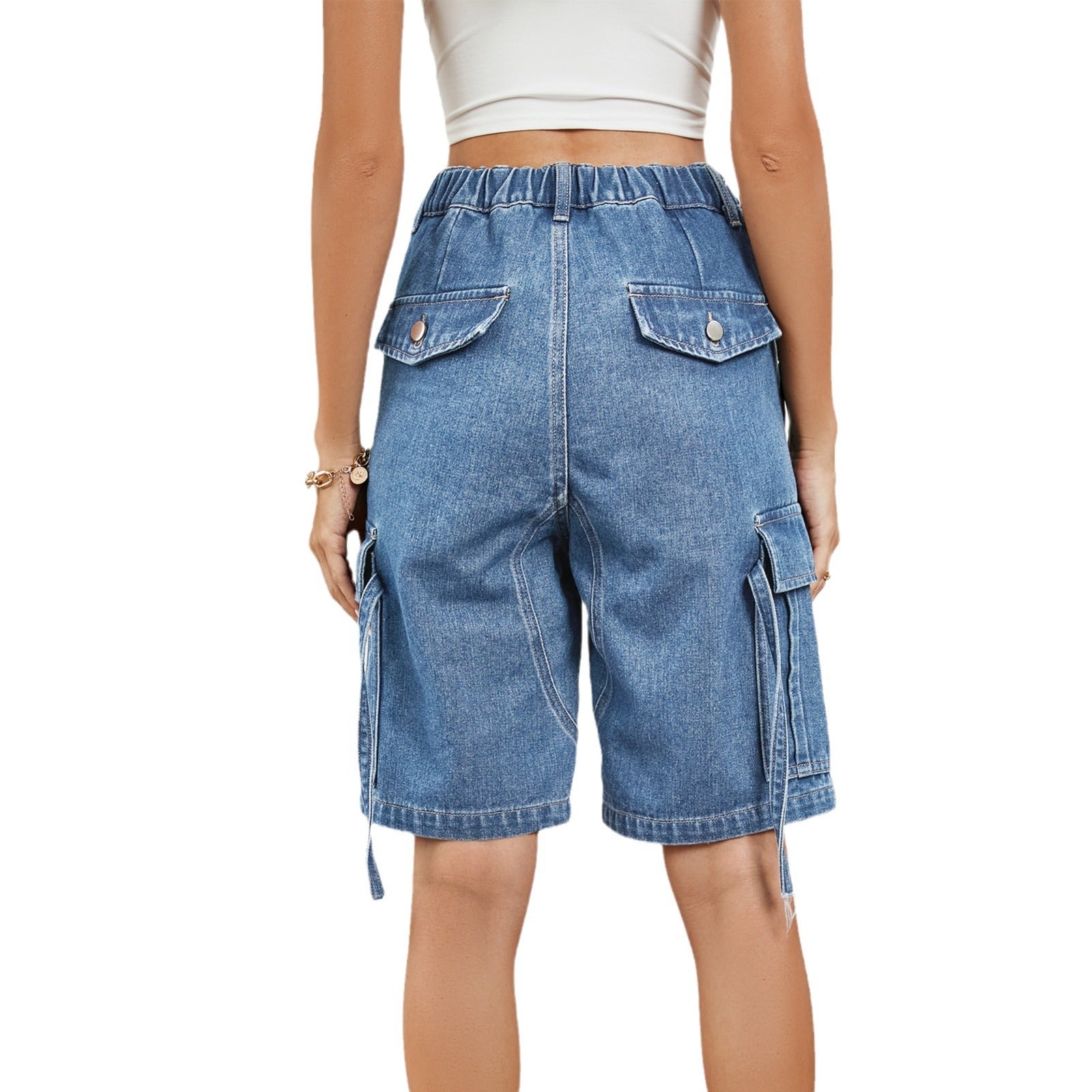 Women's Summer Washed Denim Workwear Shorts - Personalized Utility Street Style