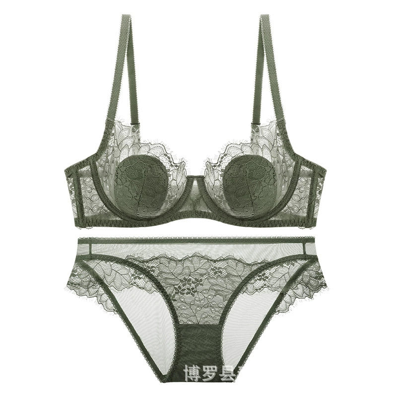 Women Lace Embroidered Bra Thin Cup Summer Big Breast Underwear Women's Push Up Lace Underwear
