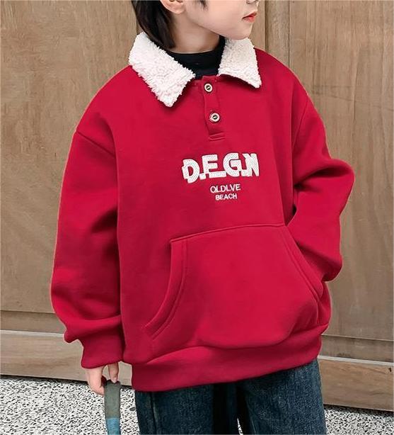 Festive Warm Collared Sweatshirt for Boys