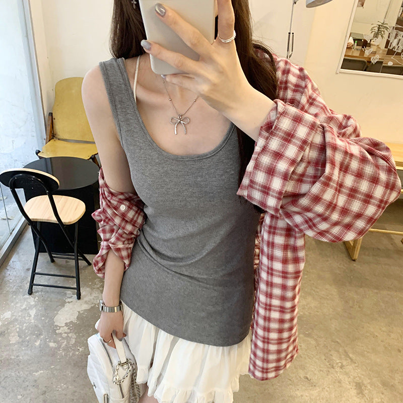 Women's U-Neck Slim Sleeveless Vest - Summer 2025 Pure Desire Innerwear Bottoming Top
