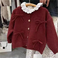 Girls Bow Knit Cardigan Jacket