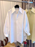 Women's Oversized Shirt Top - Simple Pointed Collar | Spring & Autumn Fashion