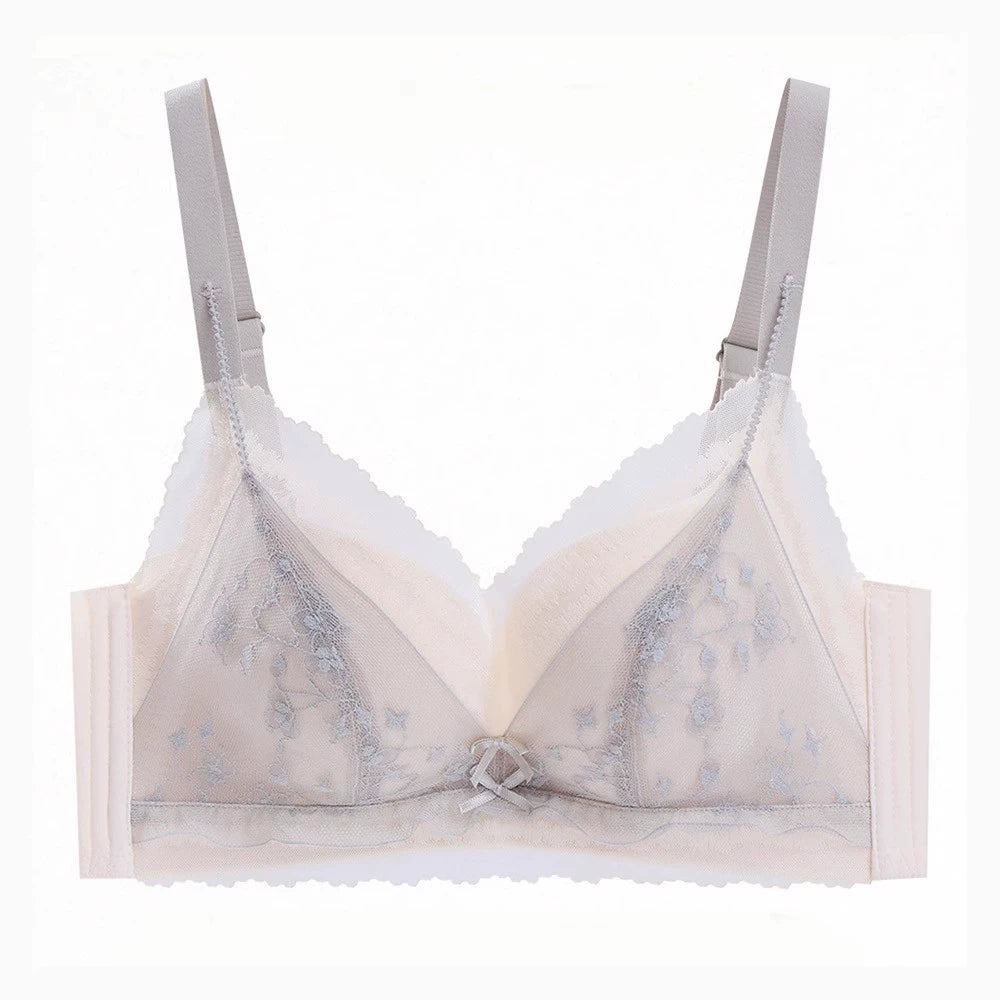Bra New Latex Cup Underwear Women's Wireless Bra Lace Thin Adjustable Top-Up Small Breast Push-Up Bra