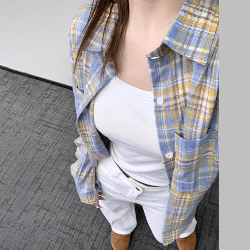 Women's Plaid Long-Sleeved Shirt - Classic, Cozy, and Effortlessly Cool