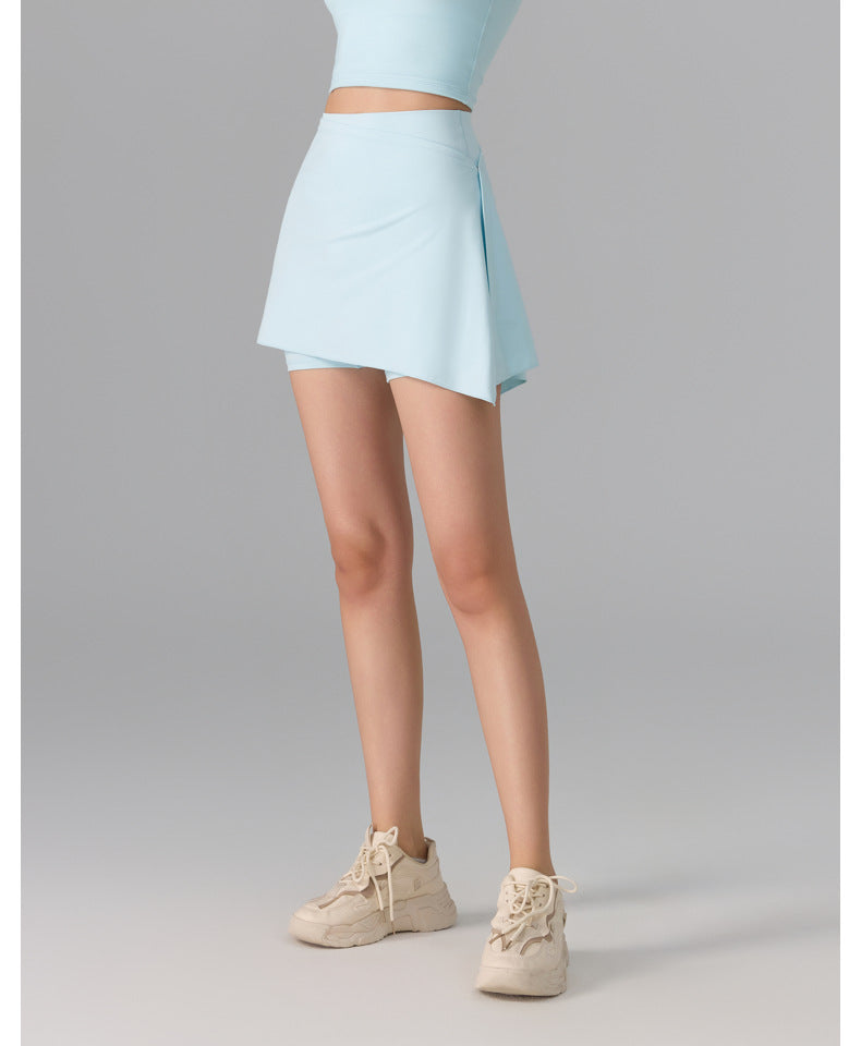 Women's Two-Piece Sports Skirt with Built-In Nude Shorts - Anti-Exposure, Antibacterial, Yoga & Running Fitness Skort