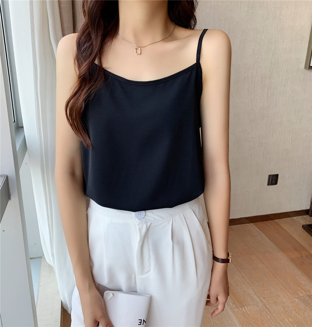 2025 Summer Women's Small Camisole Vest with Base & Suit-Style Outerwear - White | New Style