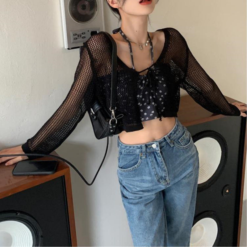 2025 Spring New French Style V-Neck Thin Sweater Cardigan for Women