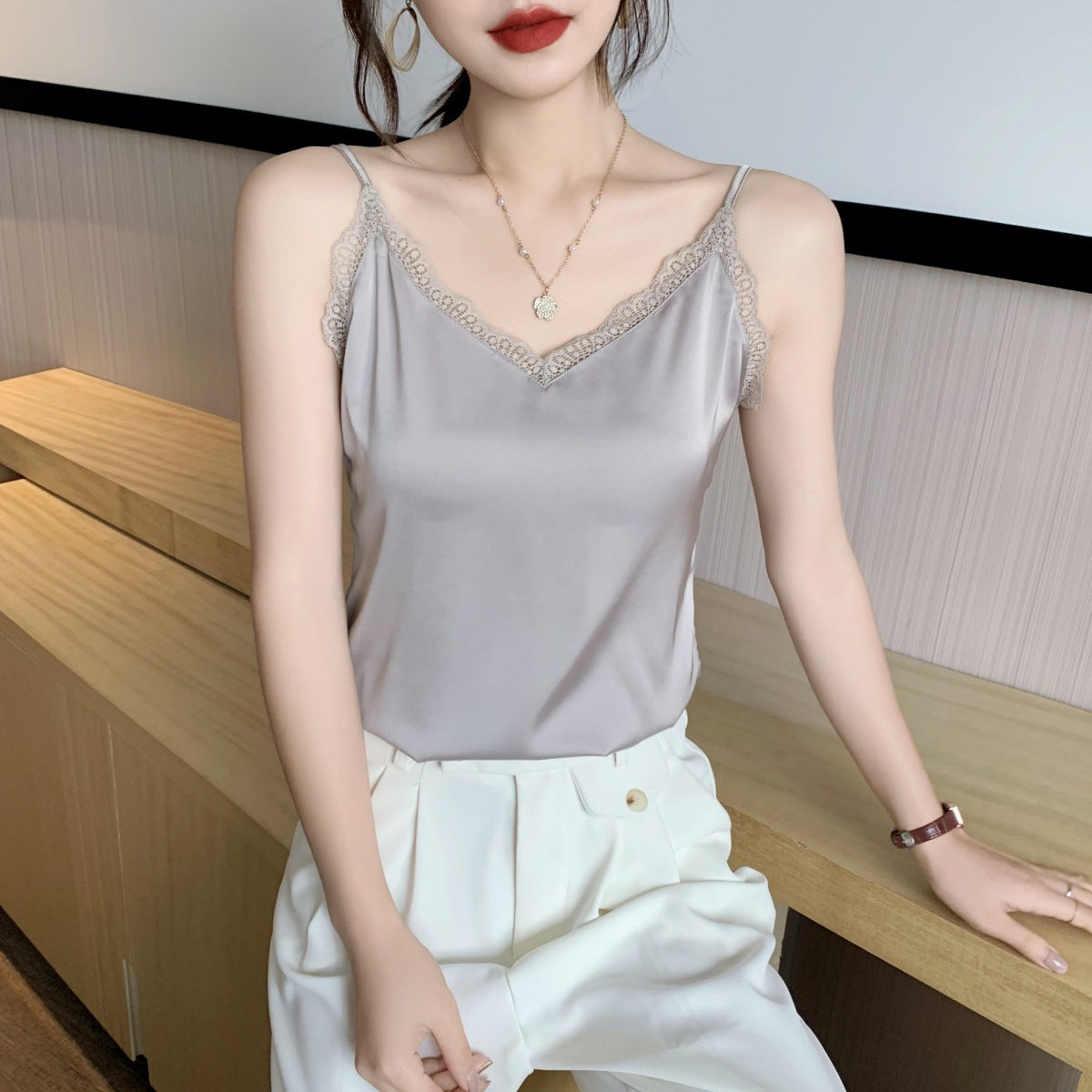 Elegant Lace Camisole Vest for Women - Soft Stretchy Real Shot Cami Top