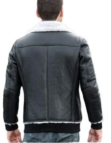 Men’s Fur Patch Casual Leather Jacket