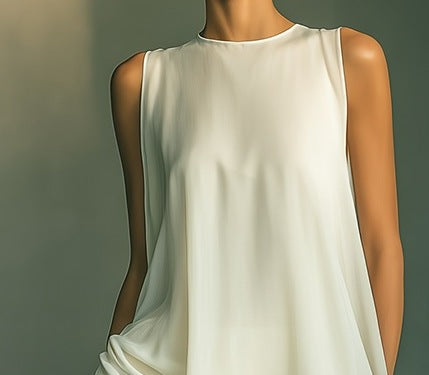 Women's Casual Loose Sleeveless Solid Color Top with Wide-Leg Pants Two-Piece Outfit Set