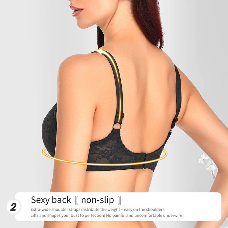 Women adjustable large size bra foreign trade steel ring gathered thin bra underwear