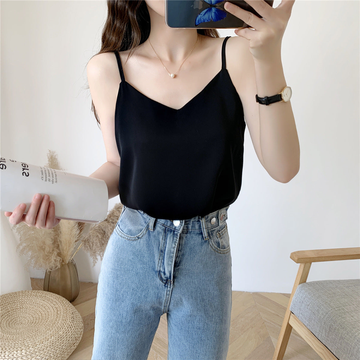 Women's Summer Camisole Vest - Loose Fit Sleeveless Top, Casual Chic Short Tank