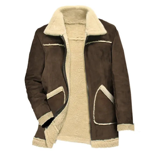 Men's Contrast Faux Fur Thickened Winter Coat