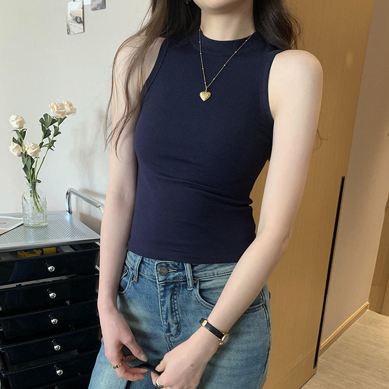 Women's Milky White Sports Camisole - Spring & Summer Sleeveless Innerwear/Outerwear Top