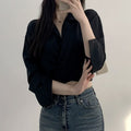 Niche Back-Tie Bow Crop Top - Exposed Navel Short Shirt for Women