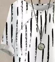 Women's Printed Round Neck Top and Loose Trousers Two-Piece Set