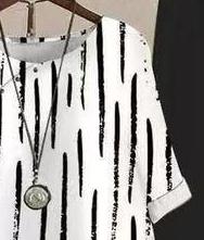 Women's Printed Round Neck Top and Loose Trousers Two-Piece Set