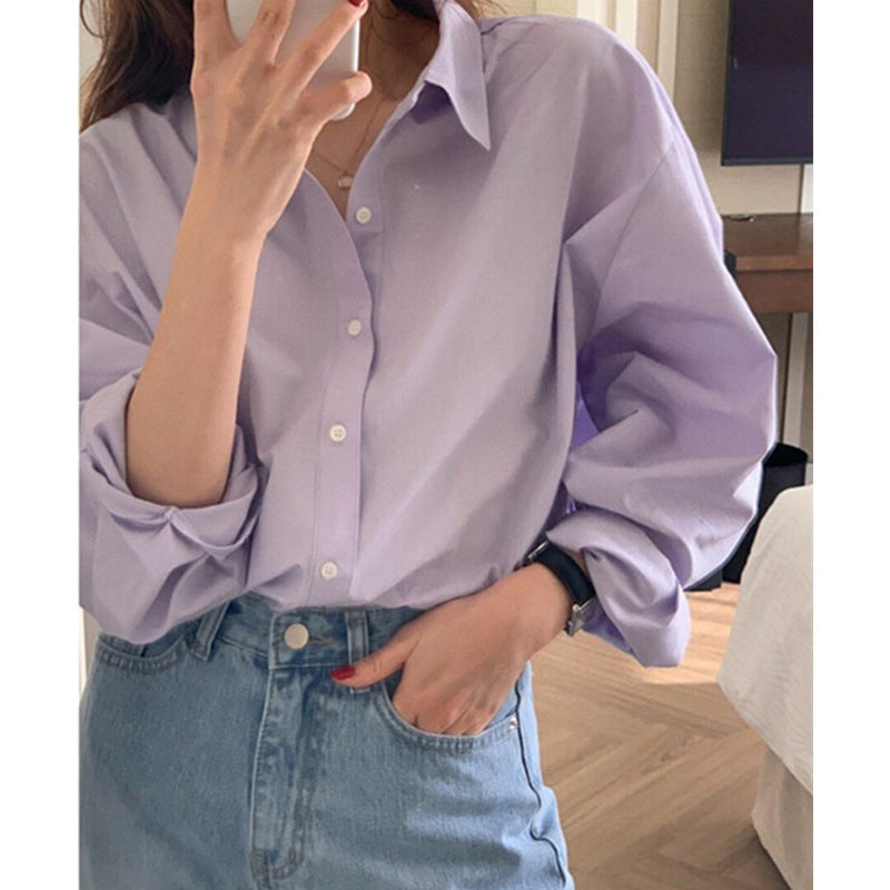 Purple French-Inspired Shirt - Elegant Spring & Autumn Essential